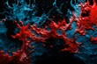 Acrylic blue and red colors in water. Ink blot. Abstract black background   