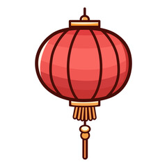 Cute red Chinese lantern flat style, vector illustration isolated clip art. Decoration for Chinese New Year celebration, traditional, hanging