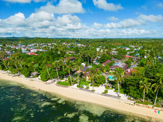Poster - Philippines Aerial View. Tropical Island Turquoise Blue Sea Water. Siargao Island, Philippines, Southeast Asia.