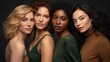 © pvl0707 - striking image of four young women with distinct skin types, united in strength and beauty. Perfect for promoting inclusivity, empowerment, and cultural diversity.