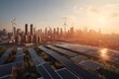 Renewable and eco-friendly energy sources featured on an urban skyline - wind turbines and solar panels. , .highly detailed,   cinematic shot   photo taken by sony   incredibly detailed, sharpen detai