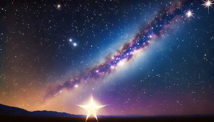 Wall Mural - christmas star shining brightly in night sky generative ai