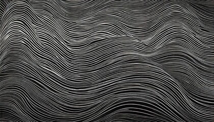 Wall Mural - wavy background hand drawn waves stripe texture with many lines waved pattern line art black and white illustration