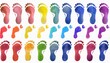 rainbow color human footprints way white background isolated colorful watercolor barefoot footsteps pattern foot print collection walking path illustration bare feet route trail imprint stamp mark