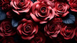 Colorful red rose seamless flower for wall tiles design. 3d illustration and 3d rendering.