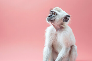 Poster - Inquisitive Primate Sitting and Watching