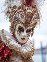 Wall Mural - Venice carnival participant in a beautiful costume