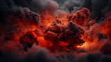 Fototapeta Przestrzenne - War abstract background with fire smoke and explosions. Ai Generated. 
