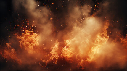 Wall Mural - War abstract background with fire smoke and explosions. Ai Generated. 