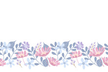 Floral Pattern Seamless. Spring Summer Pink Flower Batik Pattern Background Border Frame Vector Illustration. Flowers Motifs.
