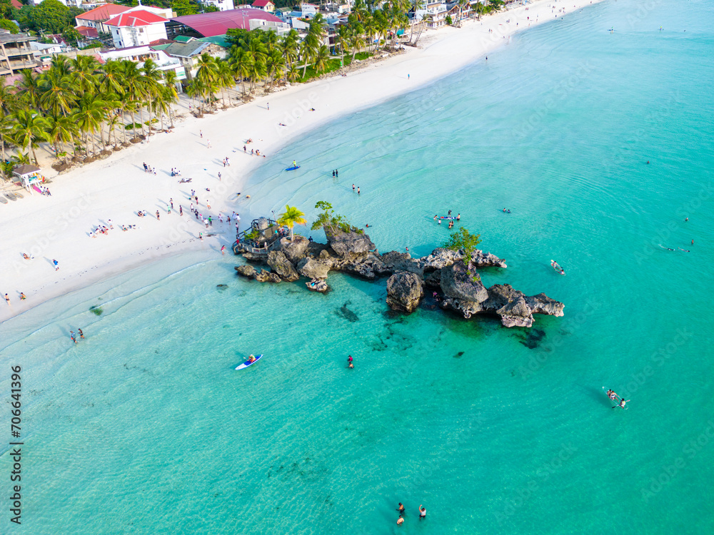 Aerial view of Boracay Island, White Beach, Western Visayas ...