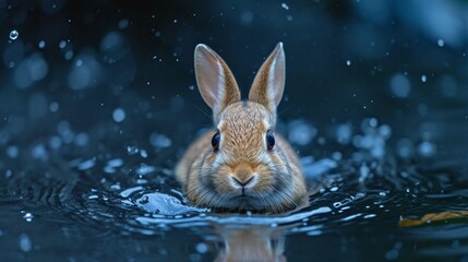 Wall Mural - rabbit in the water