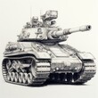 Pencil sketch military machine tank car some pict Generative AI