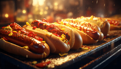 Wall Mural - Recreation of tasty hot dogs