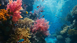 Fototapeta Do akwarium - In-depth study of coral reef ecosystem, AI Generated