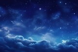 Fototapeta Niebo - Illustration of night sky with stars and clouds
