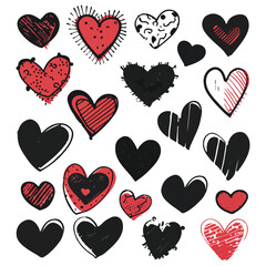 Poster - Hearts doodle collection. Hand drawn valentine's day heart icons