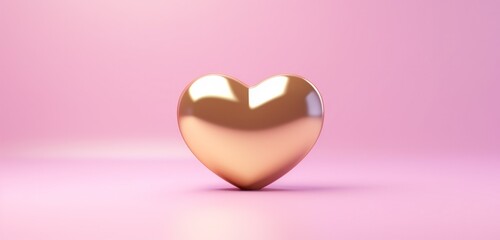 Canvas Print - an empty gold heart on a pink background