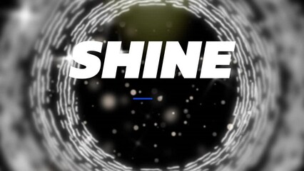 Wall Mural - Animation of shine text over glowing lights on black background