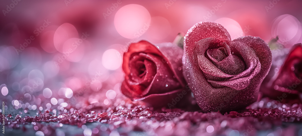 Valentines Day background with heart and roses. roses and valentine red ...