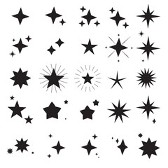 Wall Mural - sparkle star icons retro futuristic icons collection. shine icons. star icons. twinkling stars. spar
