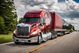 Fototapeta  - On the Road Truck Drivers Navigating Highways, Delivering Cargo, and Embracing the Trucking Life