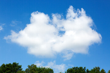 Wall Mural - Blue sky background with white clouds. Nature summer background.