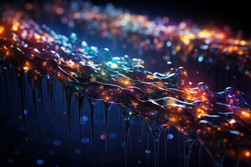 Poster - streams of digital data intertwining and converging, illustrating the interconnected nature of the i