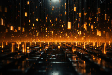 Aufkleber - abstract depiction of binary code raining down like digital confetti, representing the pervasive pre