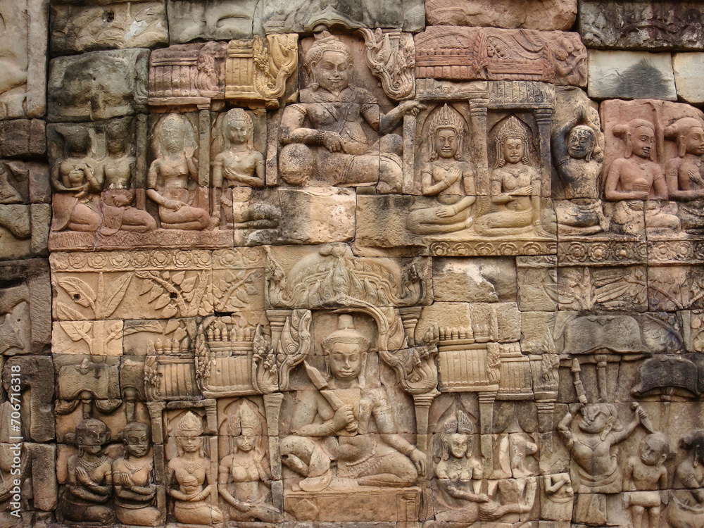 Angkor Pattern Some architectural details of the fabulous temple of Angkor Wat, the ...