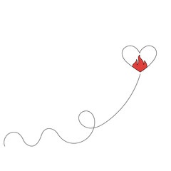 Wall Mural - hand drawn doodle heart, love symbol. line fire heart and flame. vector illustration