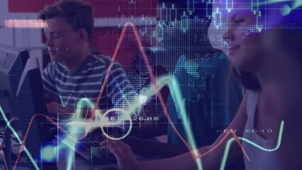Poster - animation of financial data processing over diverse students using computers