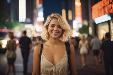 woman walking in the city