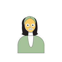 Poster - beauty salon concept with cartoon people in flat design for web. woman making skincare procedure wit