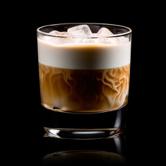 Wall Mural - White Russian cocktail featuring layers of cream, coffee liqueur and vodka