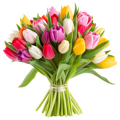 beautiful tulip Flower bouquet for wedding, isolated on transparent background