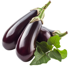 A bunch of fresh eggplant isolated on transparent background