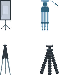 Poster - Tripod icons set cartoon vector. Various type of tripod. Professional equipment