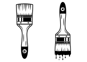 Paintbrush icon logo. black and white painting hand drawn illustration flat design. 
