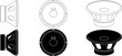 © Sutana - outline silhouette speaker driver icon set with different views