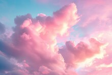 Dreamy Valentine's Day Background With Soft Pink And White Clouds Forming Heart Shapes In The Sky, A Heavenly Display Of Love And Tenderness
