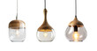 © LorenaPh - Nordic style wood and glass ceiling lamps over isolated transparent background