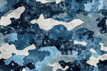 Wall Mural - Wallpaper illustration of blue camouflage military texture