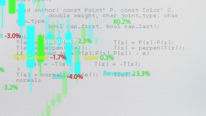 Sticker - Animation of financial data processing over grey background