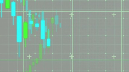 Poster - Animation of financial data processing over grid on grey background