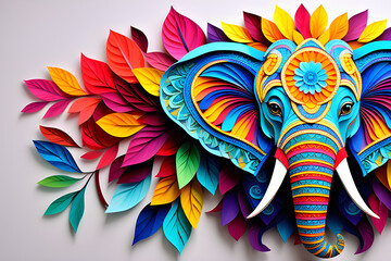 Wall Mural - mandala elephant image coloring paper for adults - beautiful coloring experience with calm and sensi