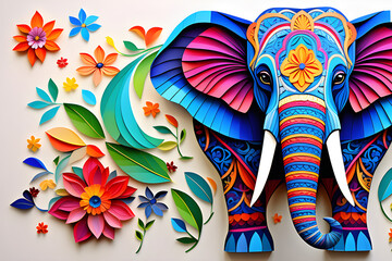 Wall Mural - mandala elephant image coloring paper for adults - beautiful coloring experience with calm and sensi