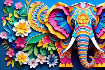 Wall Mural - mandala elephant image coloring paper for adults - beautiful coloring experience with calm and sensi