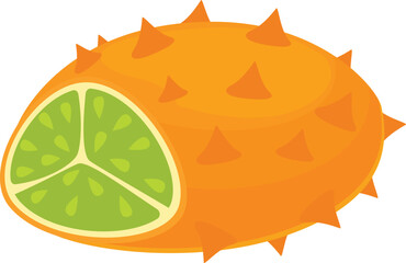 Poster - Ripe kiwano icon cartoon vector. Raw organic fruit. Eco dessert