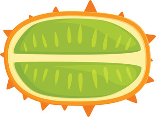 Poster - Cutted half kiwano icon cartoon vector. Eco dessert. Orange plant